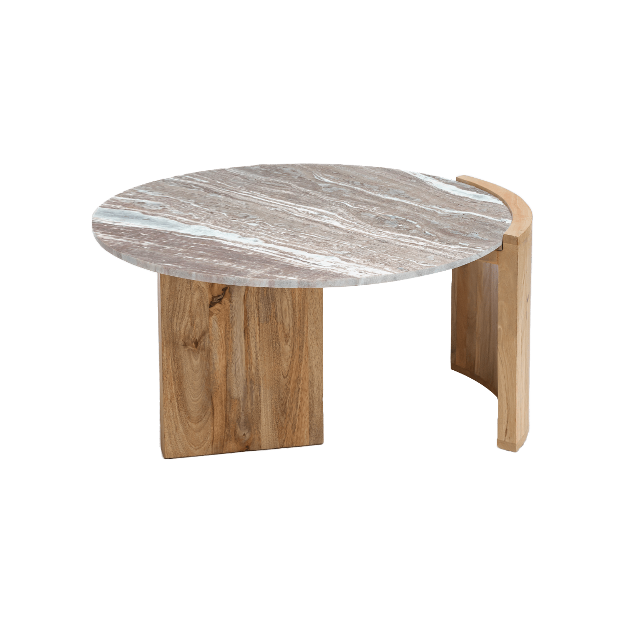 Table basse en bois de manguier et marbre Isabella