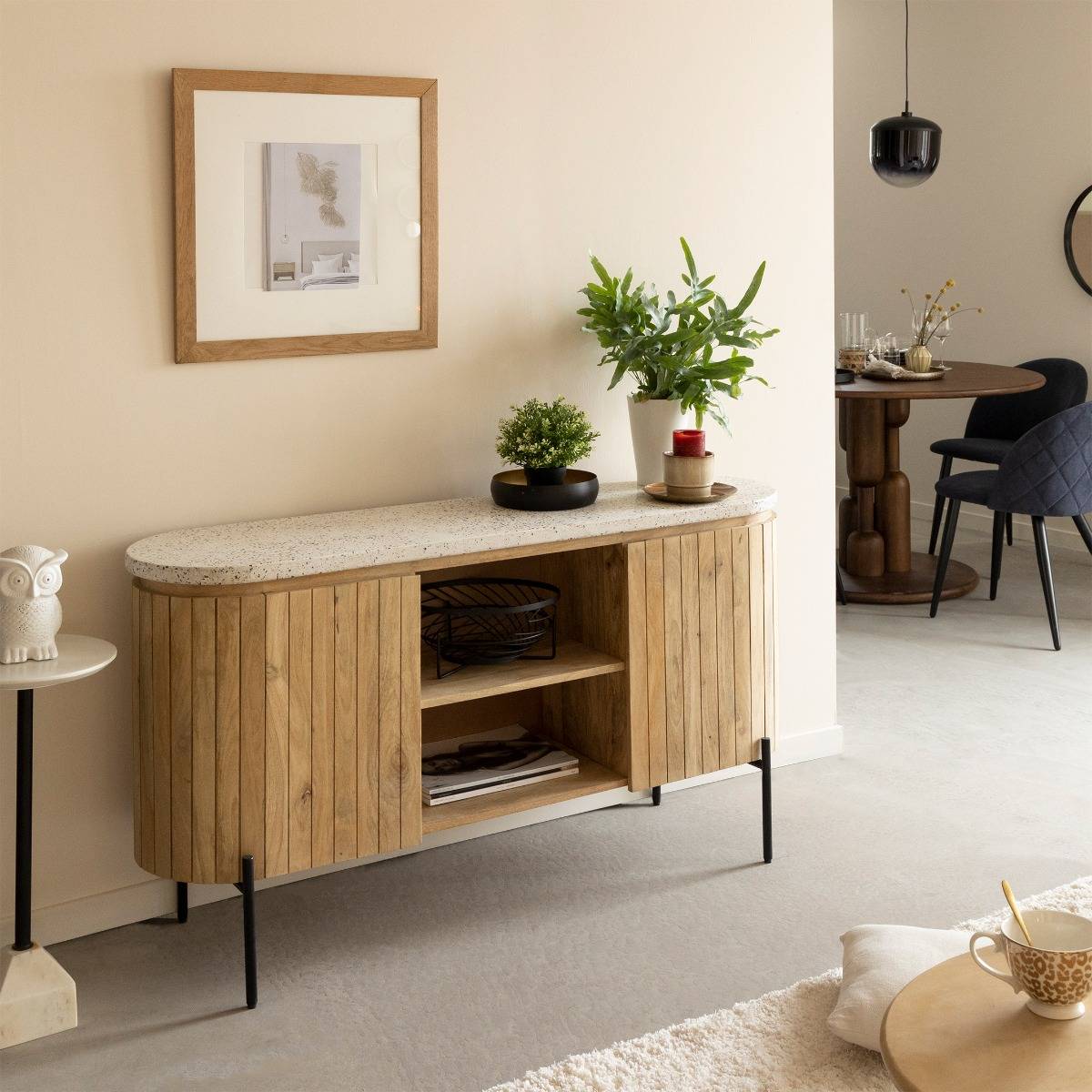 Buffet en bois de manguier et terrazzo Lou