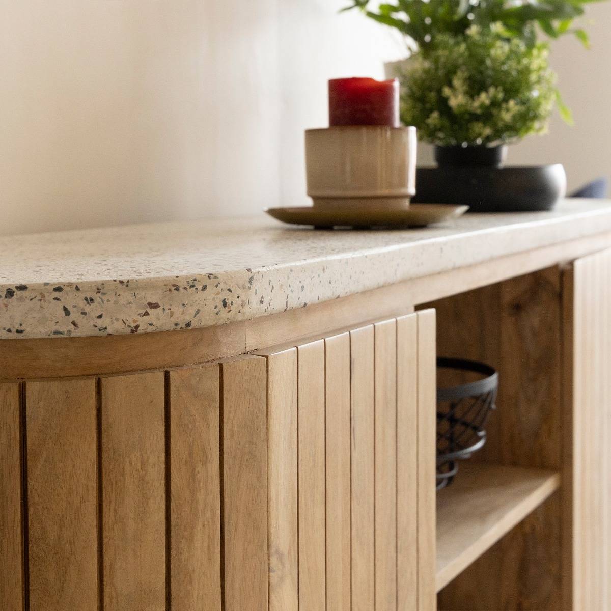 Buffet en bois de manguier et terrazzo Lou