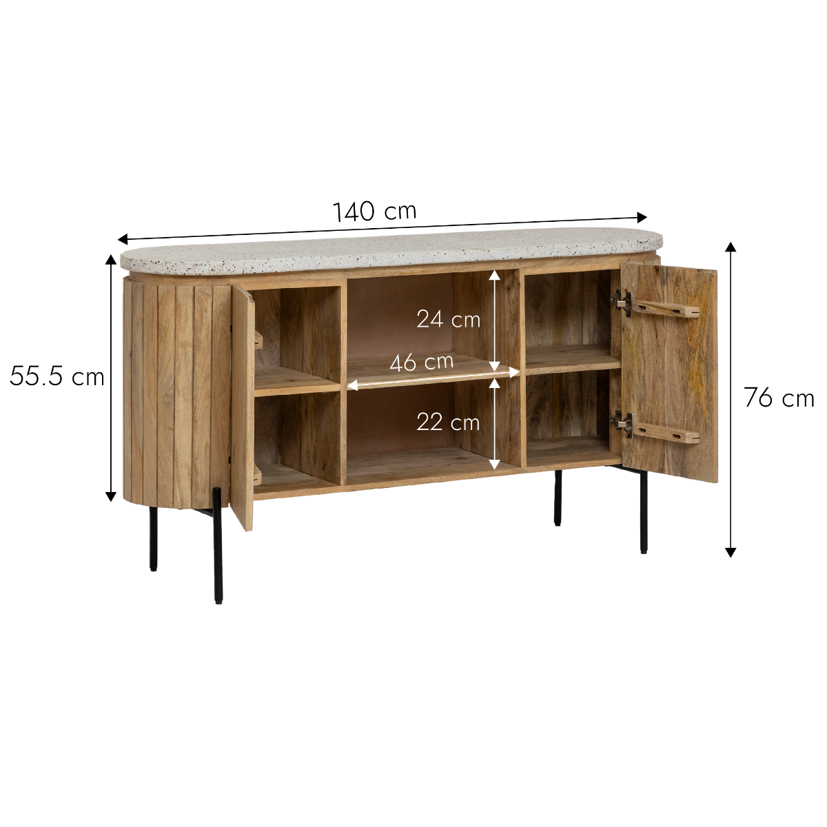 Buffet en bois de manguier et terrazzo Lou