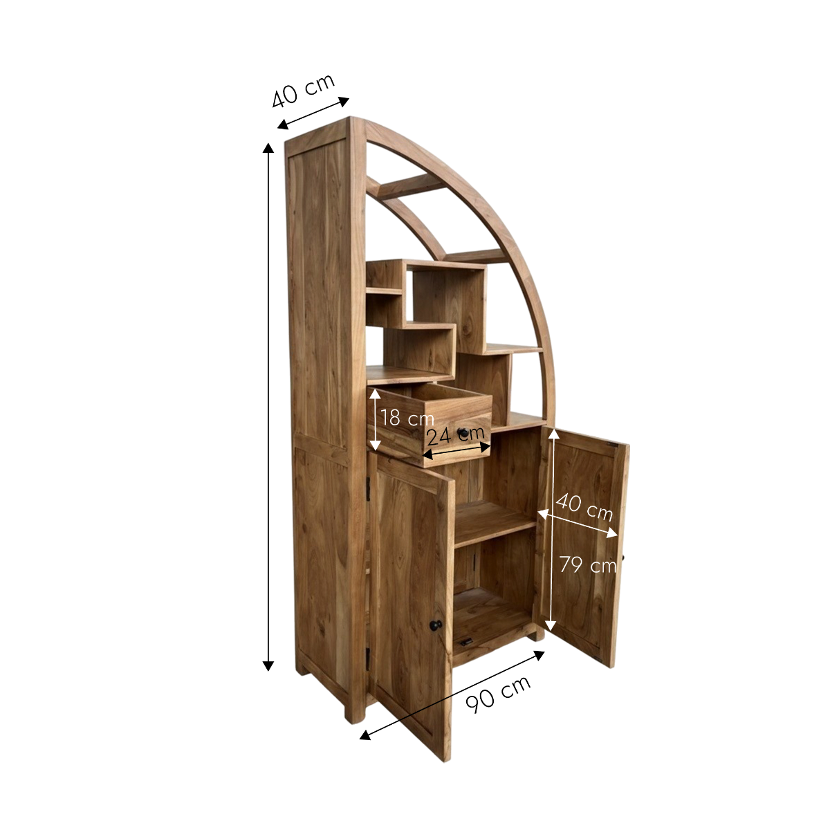 Bibliothèque asymétrique en bois d'acacia Nathan