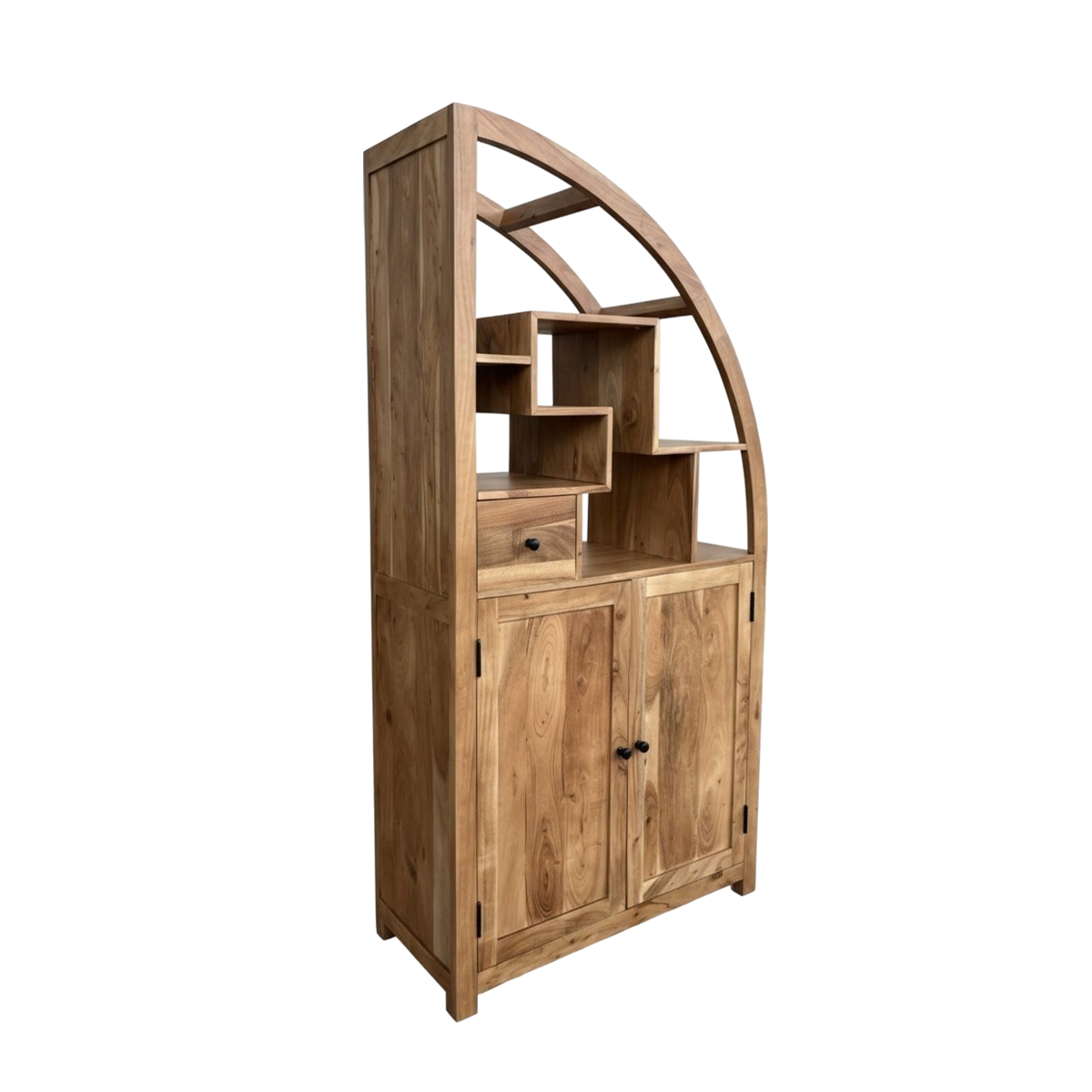 Bibliothèque asymétrique en bois d'acacia Nathan