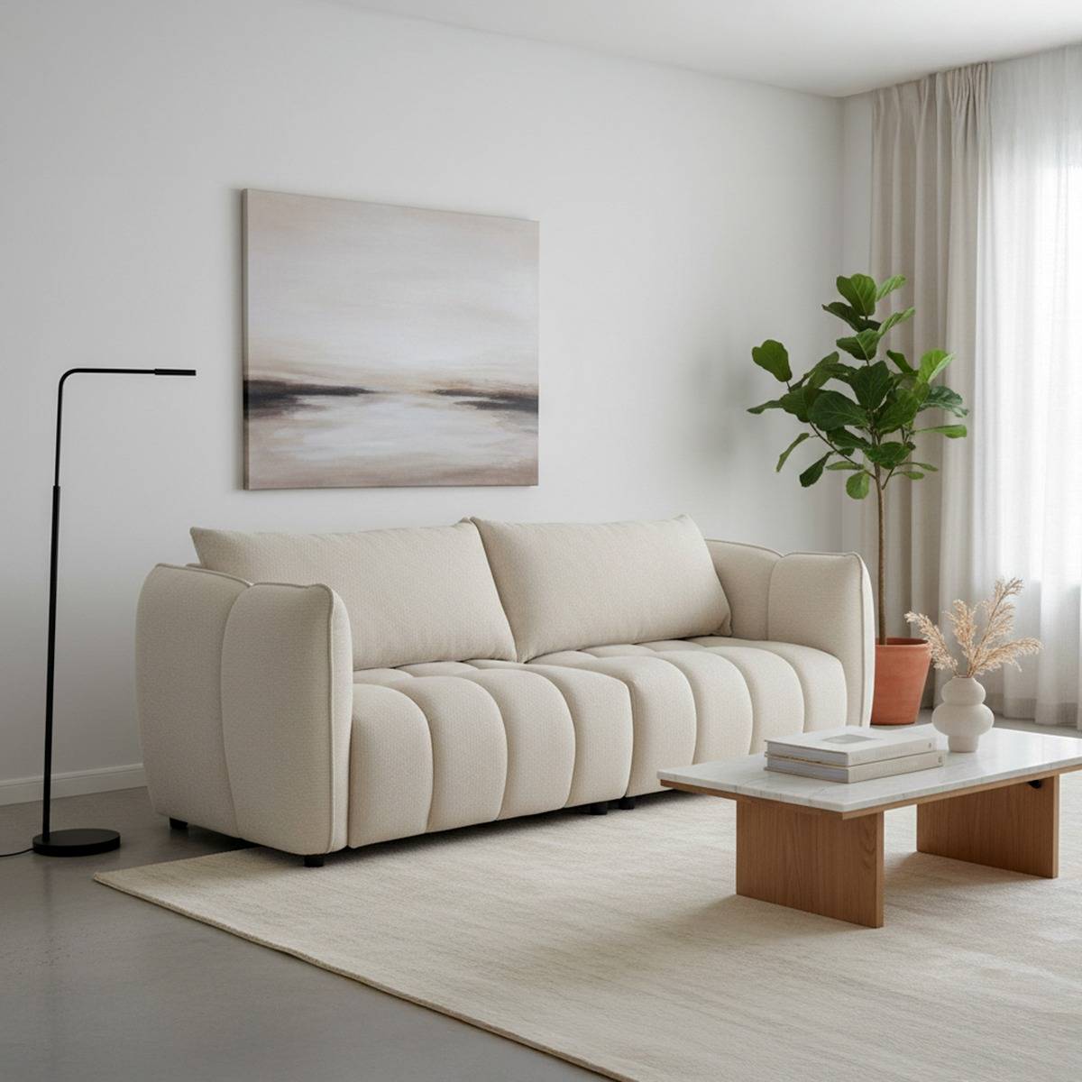 Canapé en tissu beige Kaori