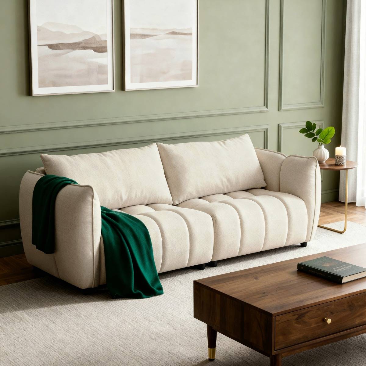 Canapé en tissu beige Kaori