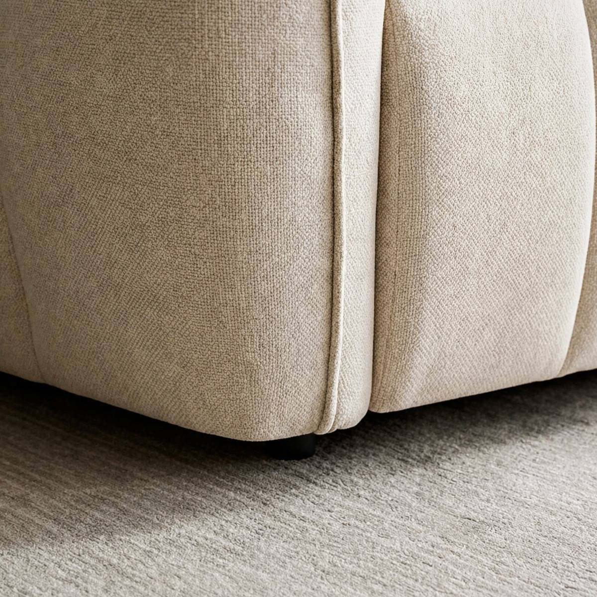 Canapé en tissu beige 3 places Kaori