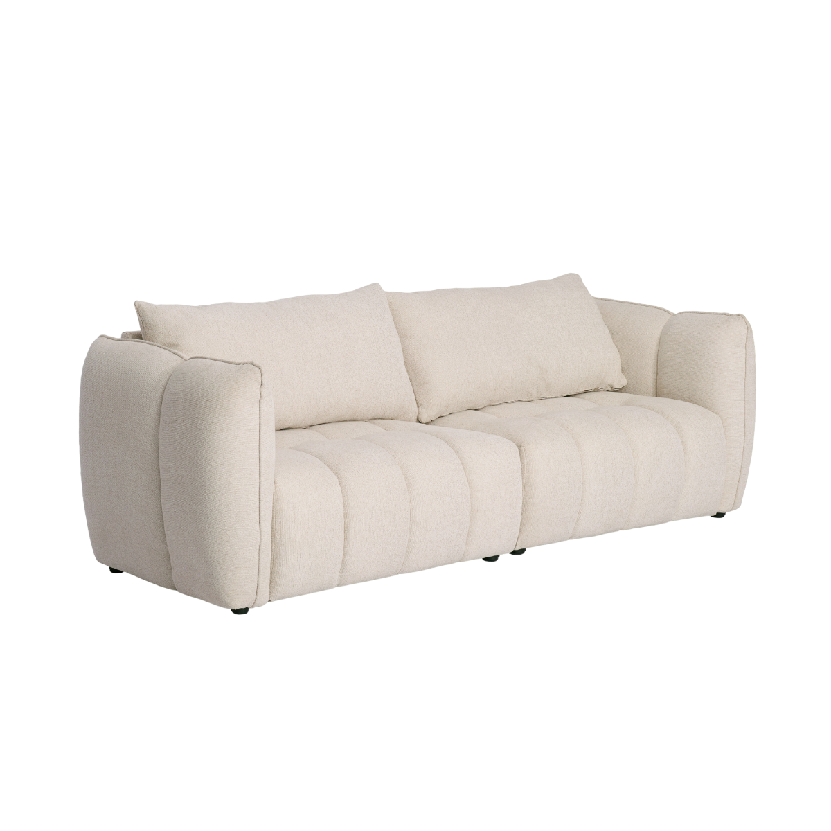 Canapé en tissu beige 3 places Kaori
