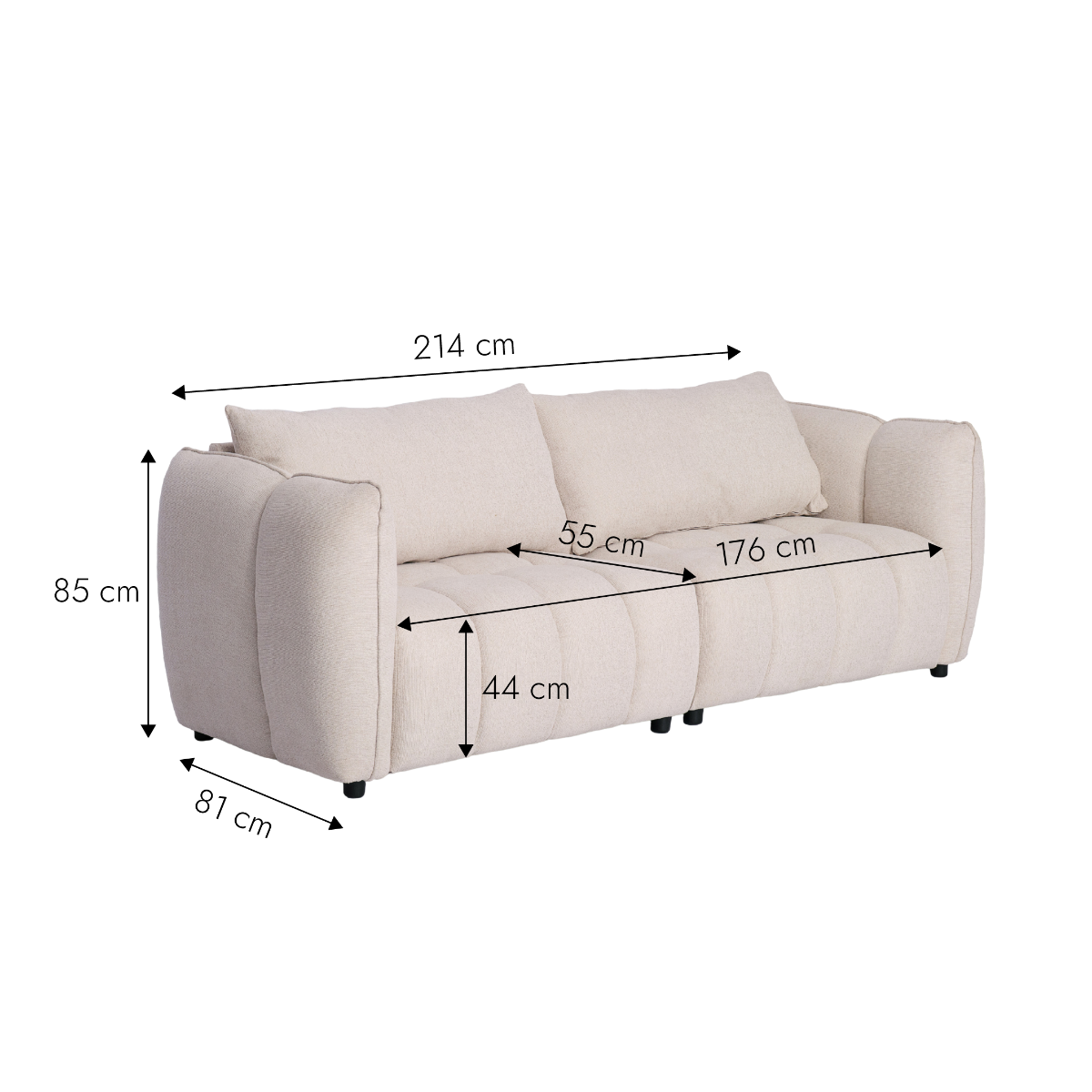 Canapé en tissu beige Kaori