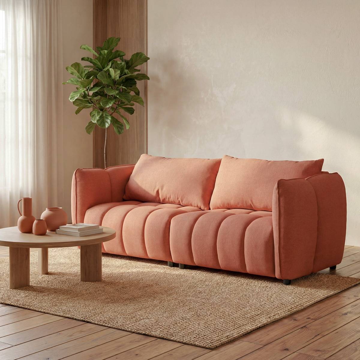 Canapé en tissu terracotta Kaori