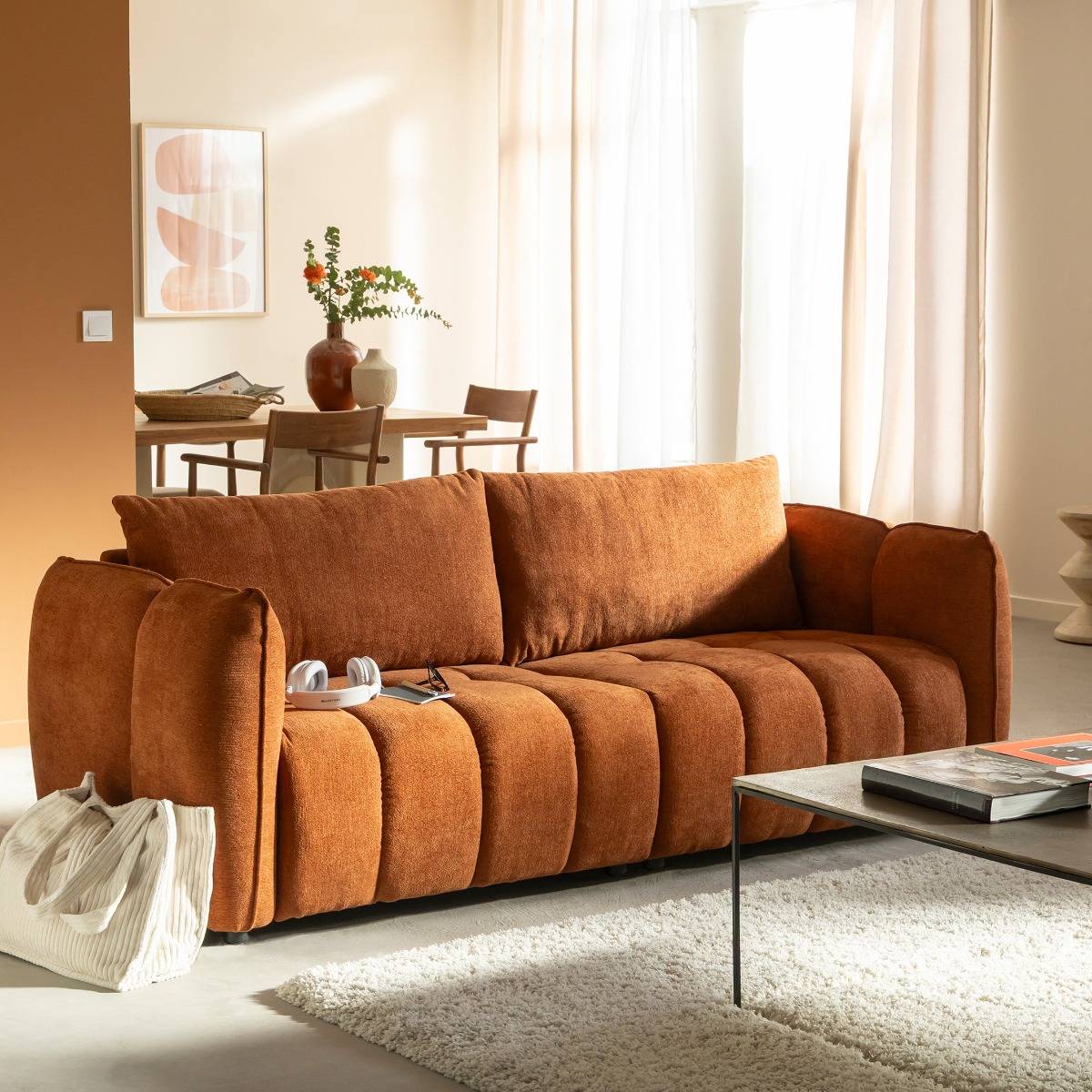 Canapé en tissu terracotta Kaori