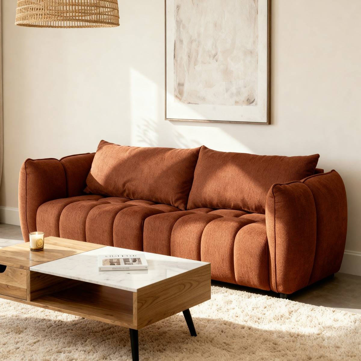 Canapé en tissu terracotta Kaori