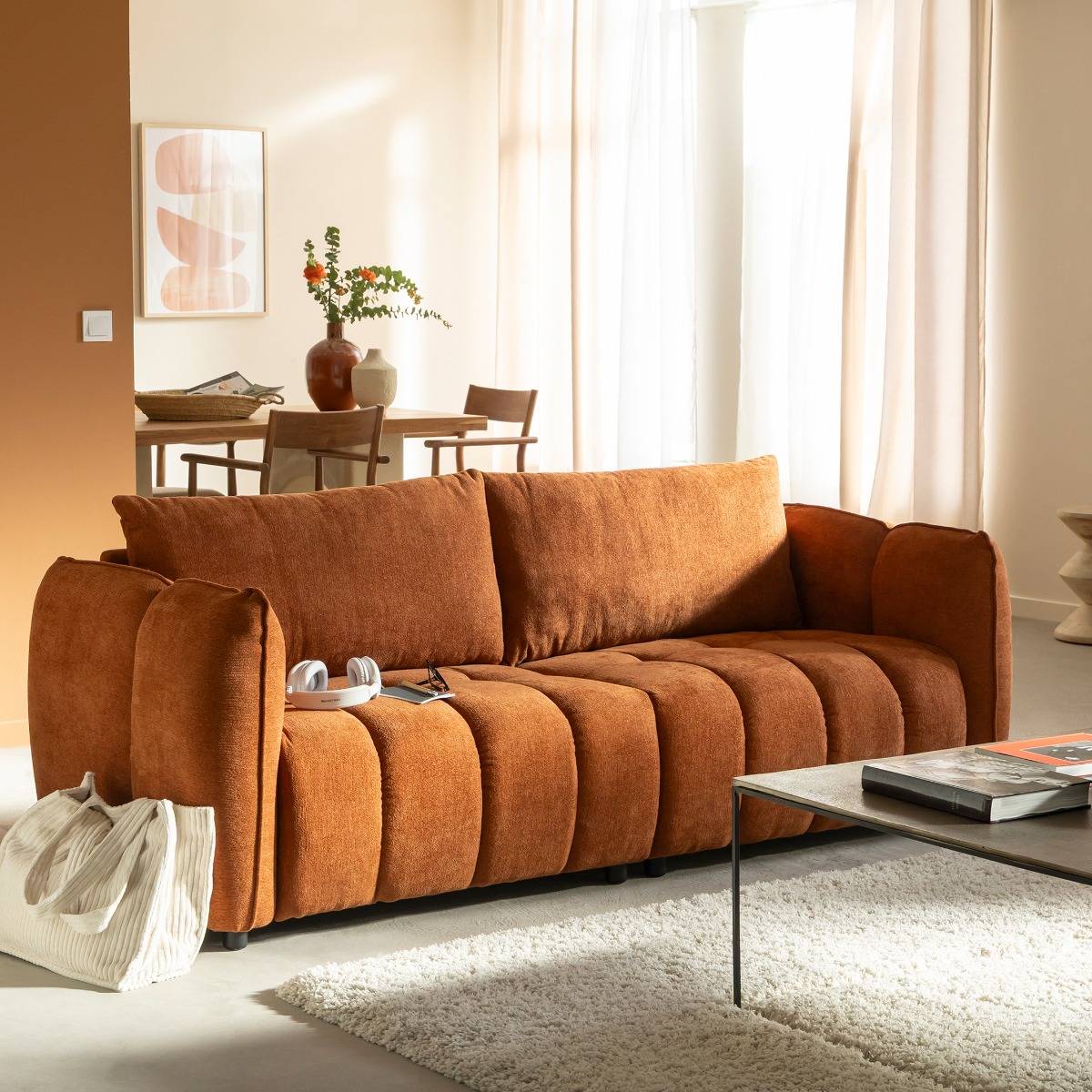 Canapé en tissu terracotta Kaori