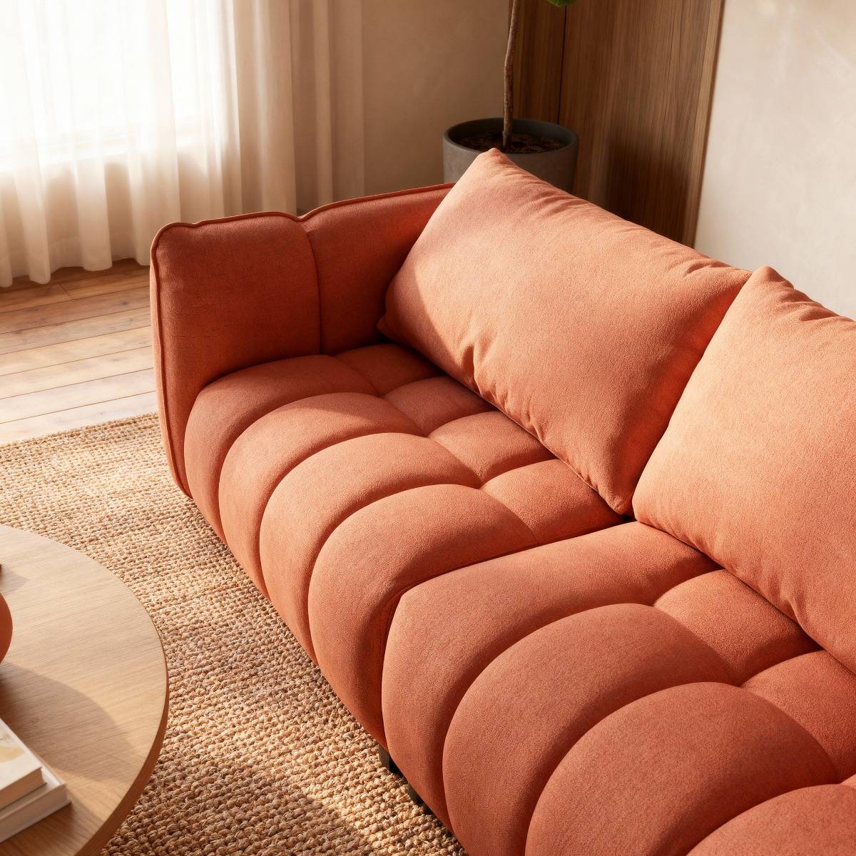 Canapé en tissu terracotta Kaori