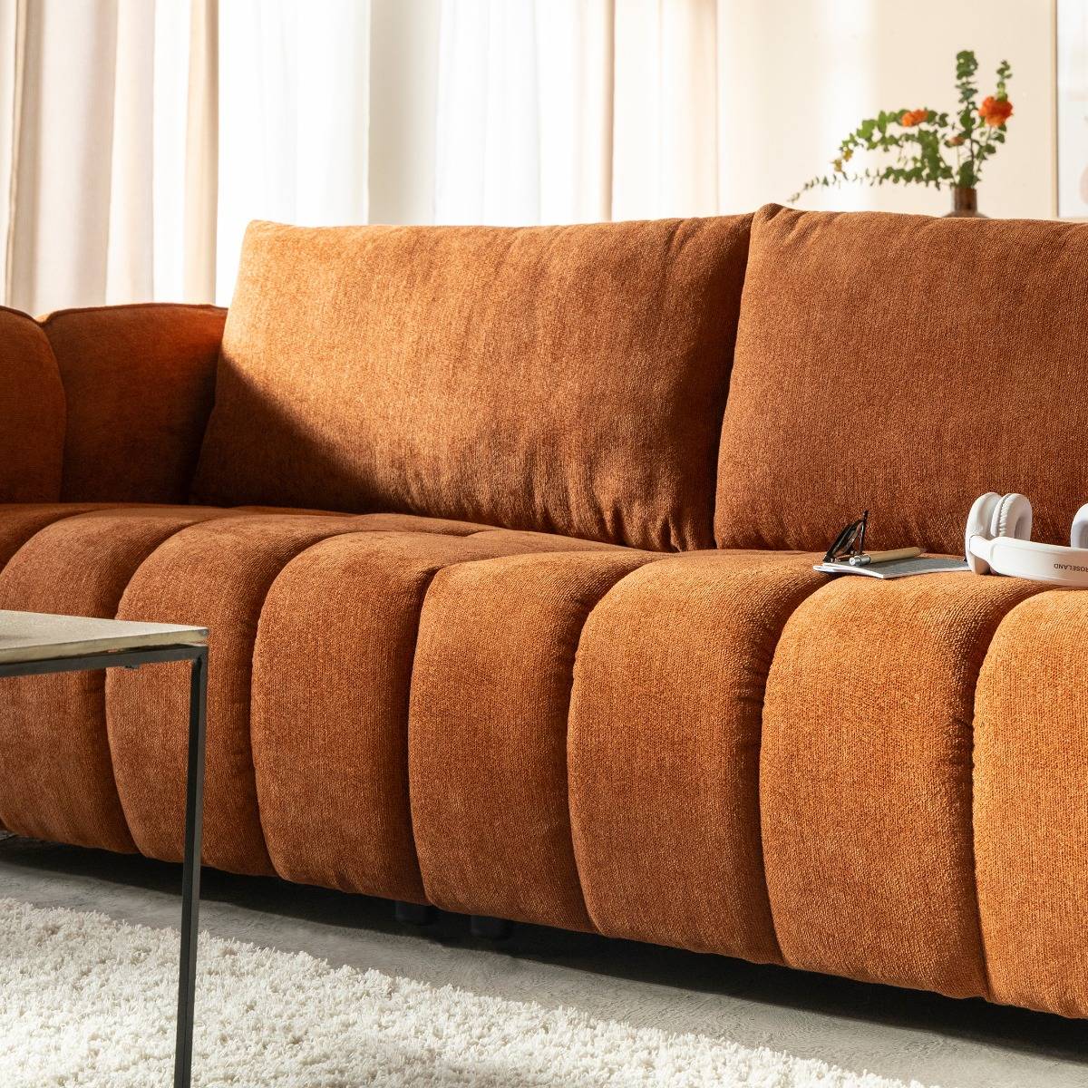 Canapé en tissu terracotta Kaori