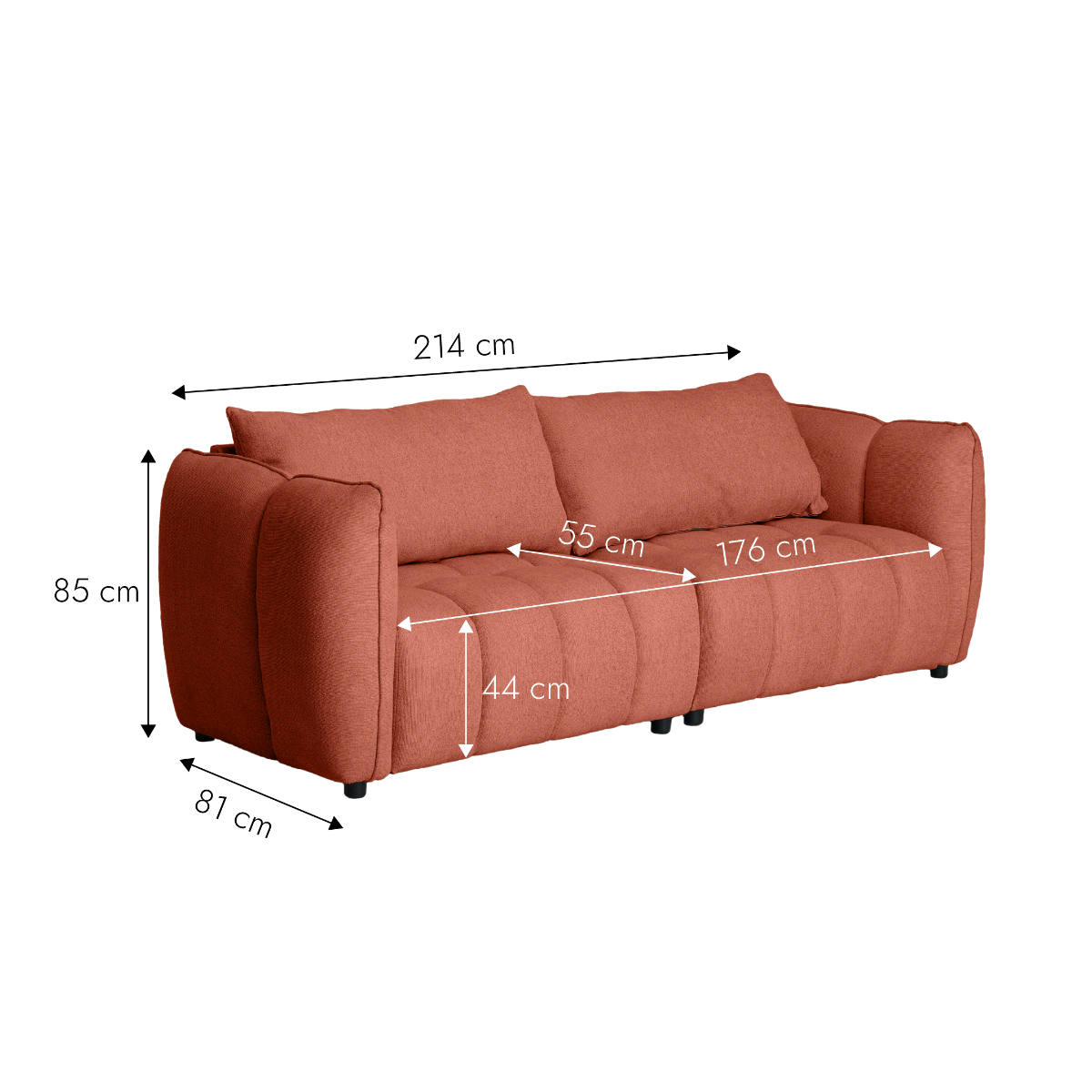 Canapé en tissu terracotta Kaori