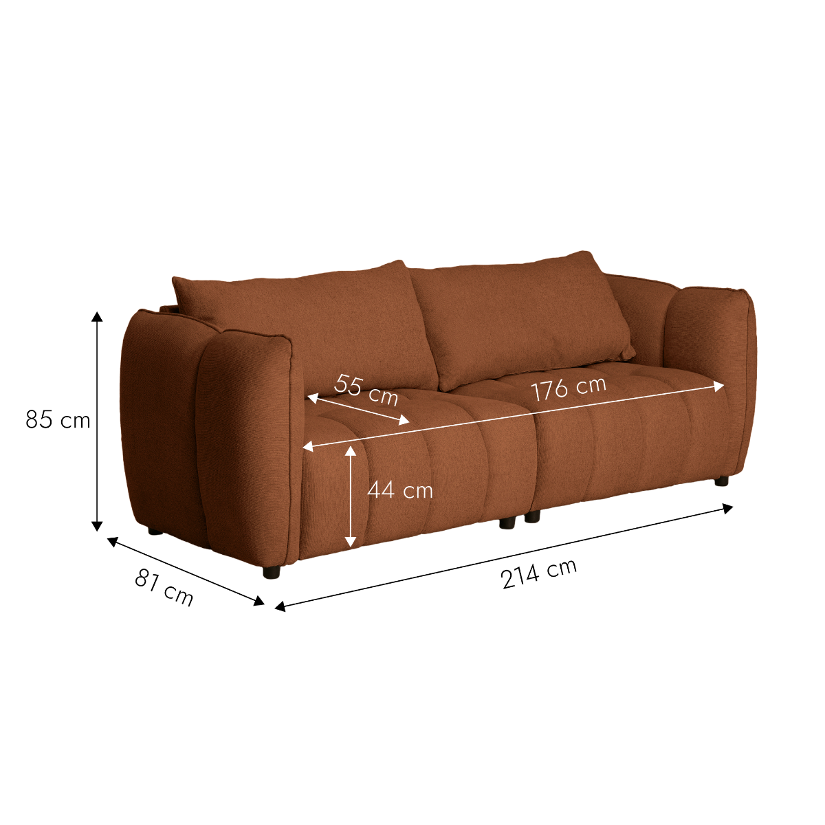 Canapé en tissu terracotta Kaori