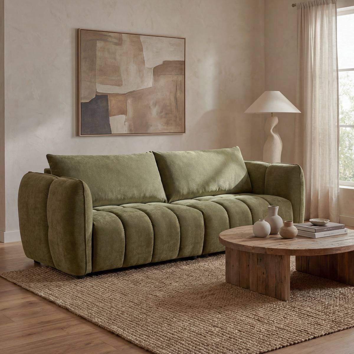 Canapé en velours vert Kaori