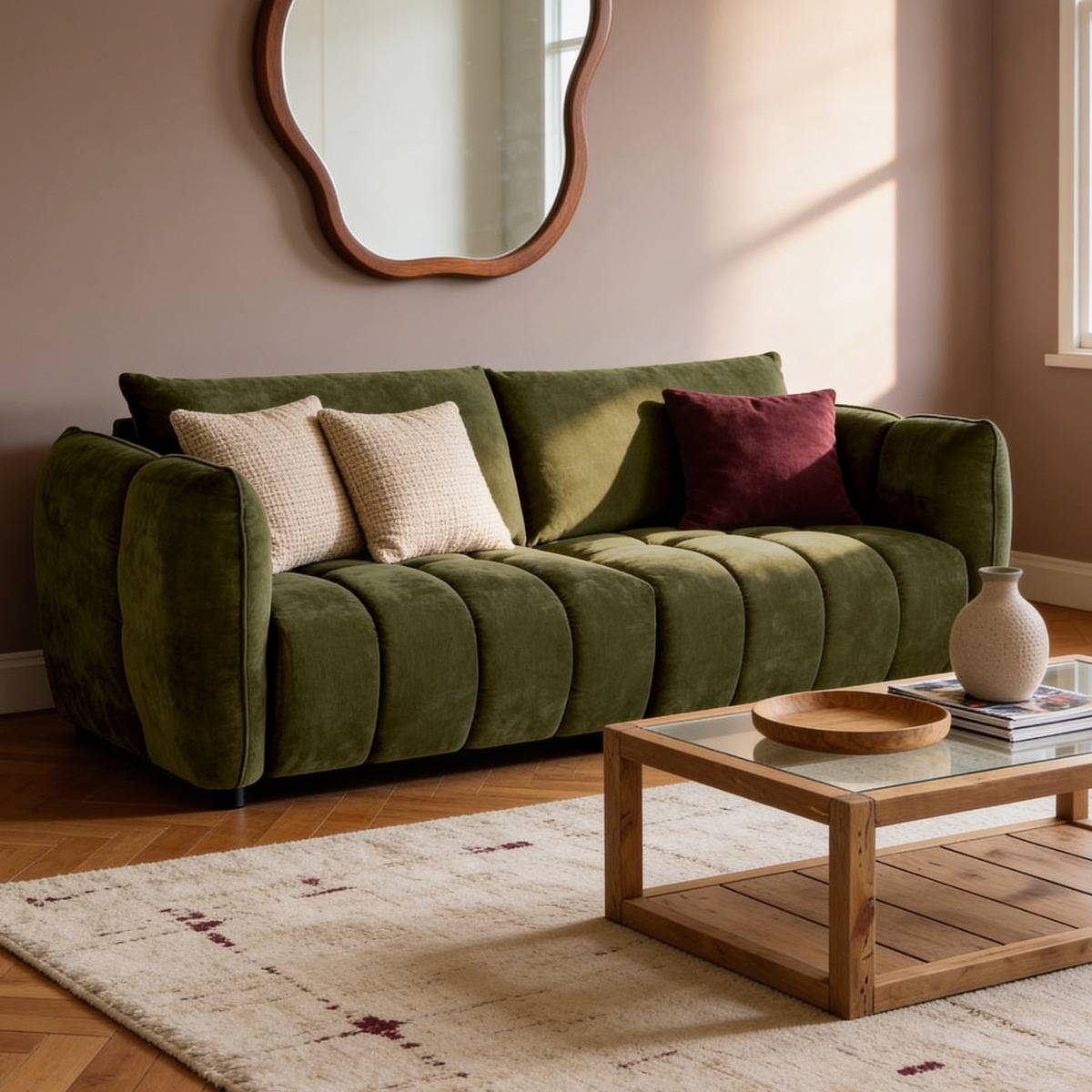 Canapé en velours vert Kaori