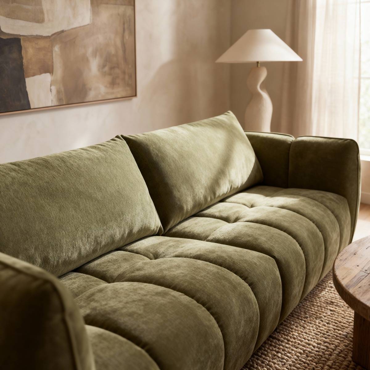 Canapé en velours vert Kaori