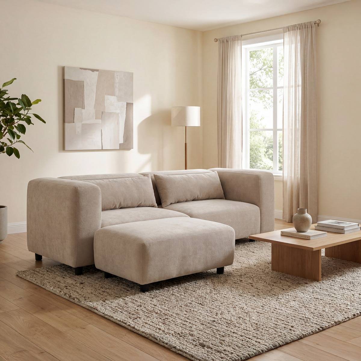 Canapé d'angle écru Solyne