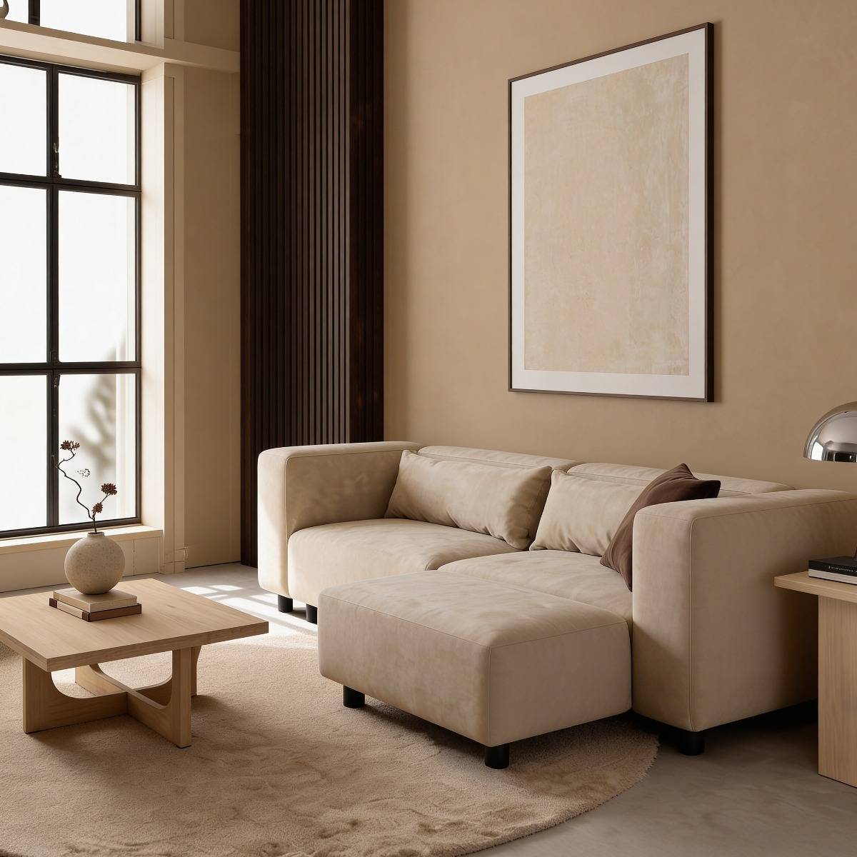 Canapé d'angle beige Solyne