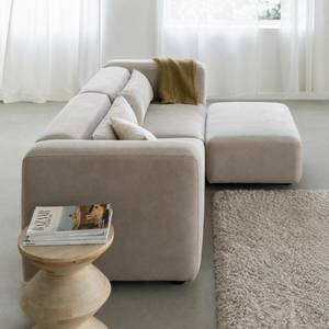 Canapé d'angle beige en tissu Caroline