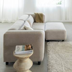 Canapé d'angle beige en tissu Caroline