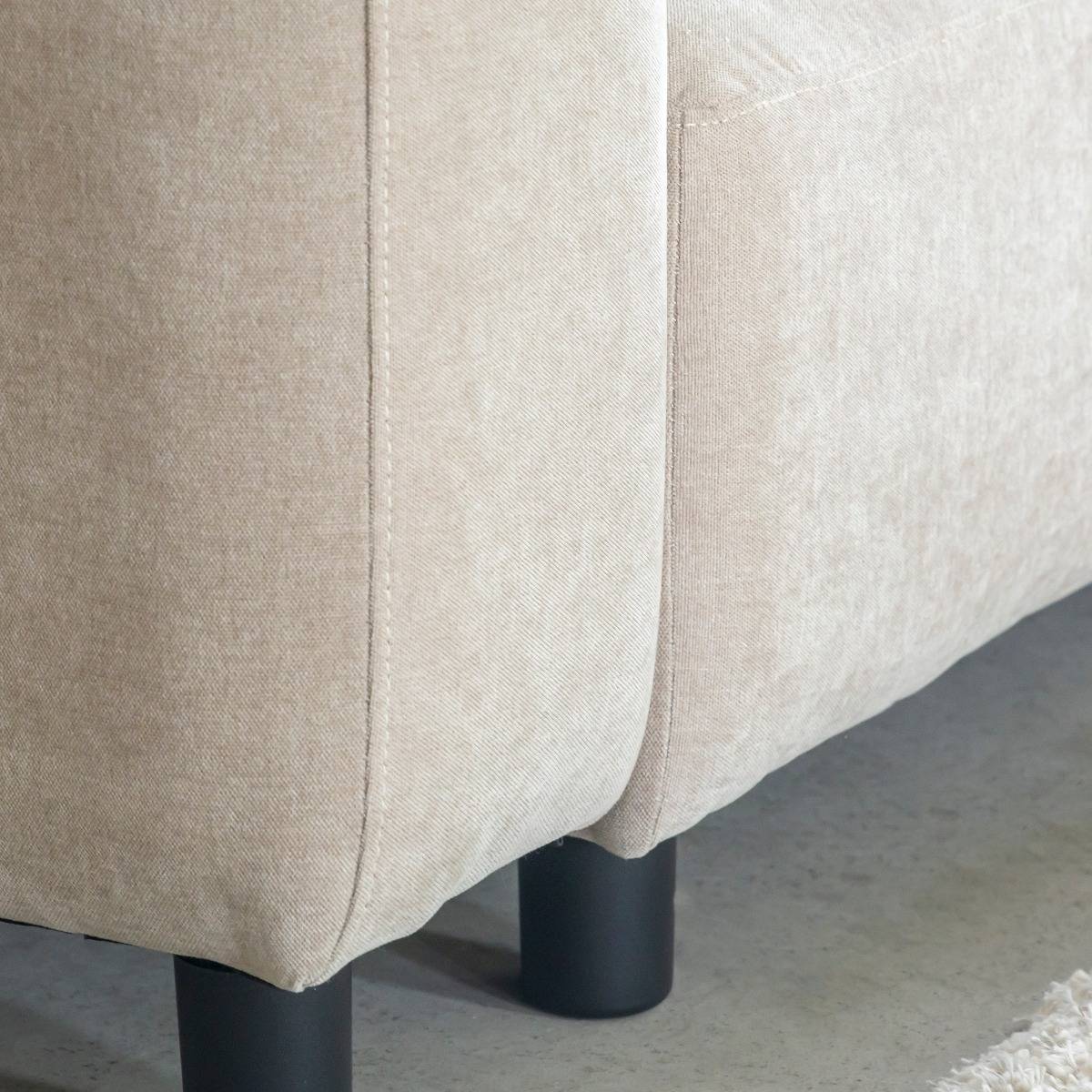 Canapé d'angle beige en tissu Caroline