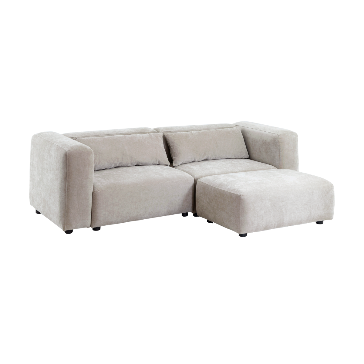 Canapé d'angle beige en tissu Caroline