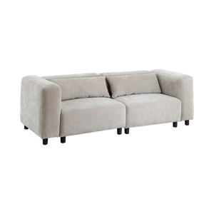 Canapé d'angle beige en tissu Caroline