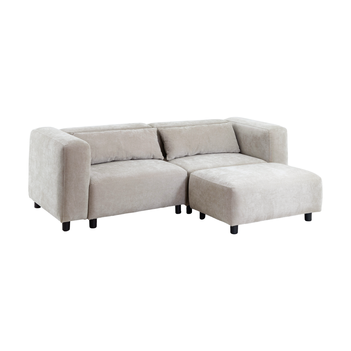Canapé d'angle beige en tissu Caroline
