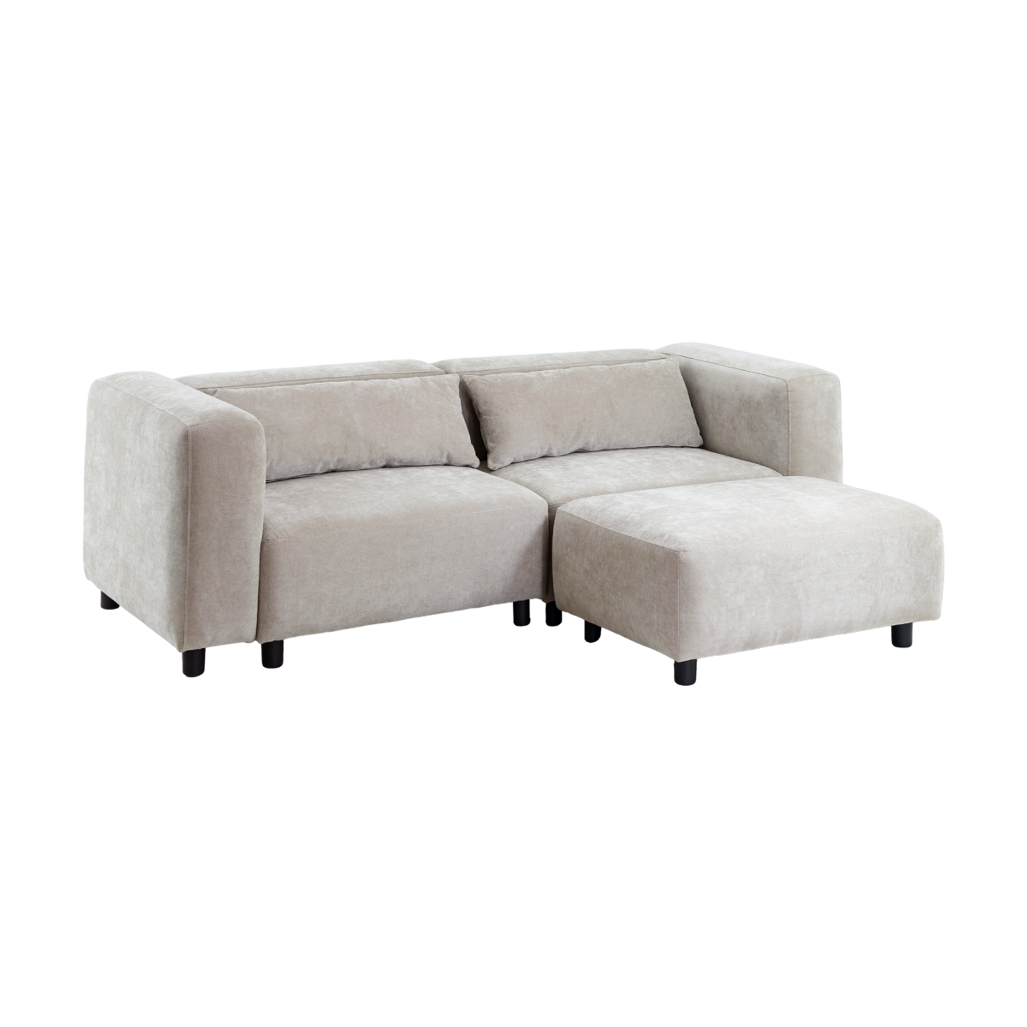 Canapé d'angle beige en tissu Caroline