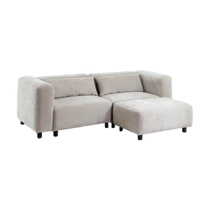 Canapé d'angle beige en tissu Caroline