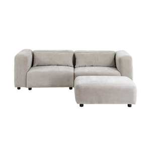 Canapé d'angle beige en tissu Caroline