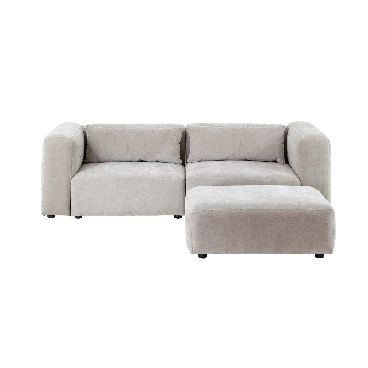 Canapé d'angle beige en tissu Caroline