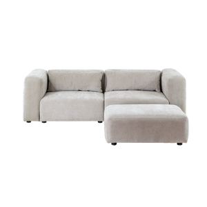 Canapé d'angle beige en tissu Caroline