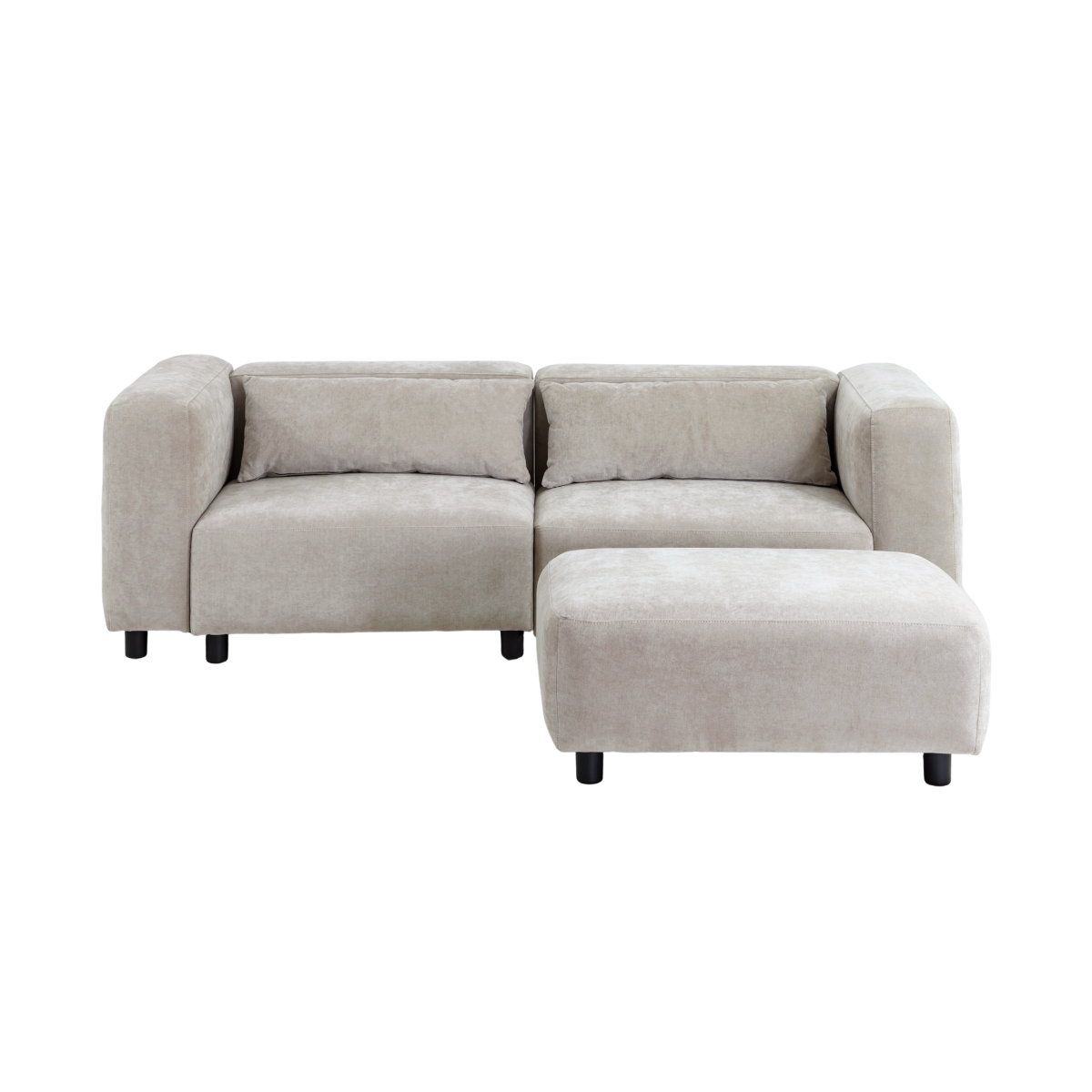 Canapé d'angle beige en tissu Caroline