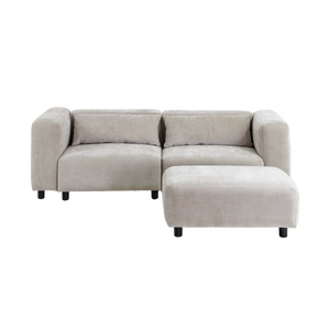 Canapé d'angle beige en tissu Caroline