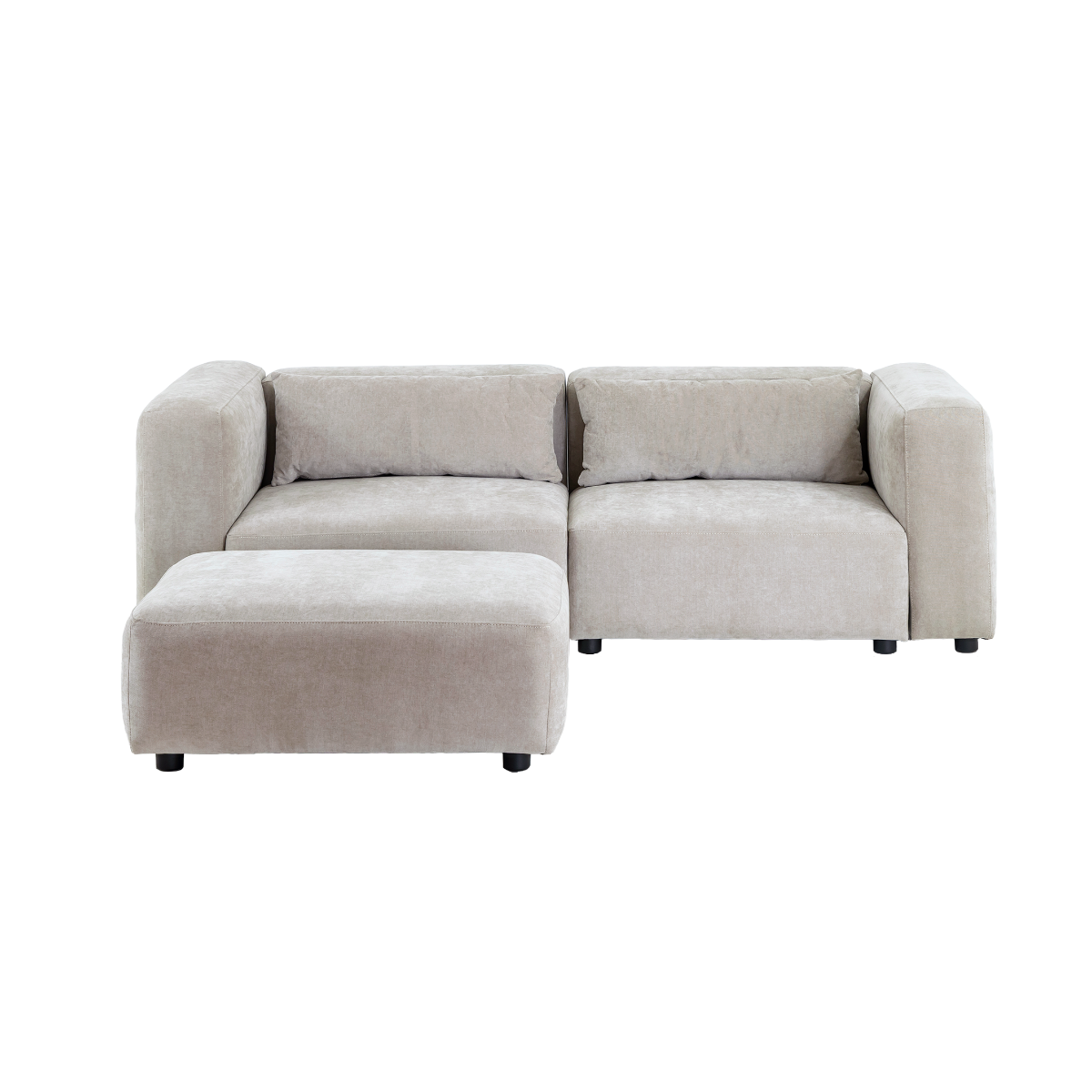 Canapé d'angle beige en tissu Caroline