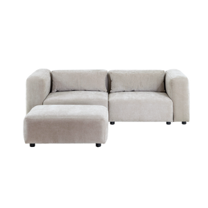 Canapé d'angle beige en tissu Caroline