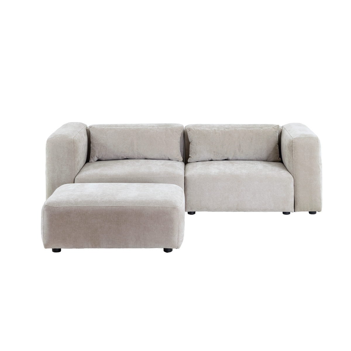 Canapé d'angle beige en tissu Caroline