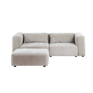 Canapé d'angle beige en tissu Caroline