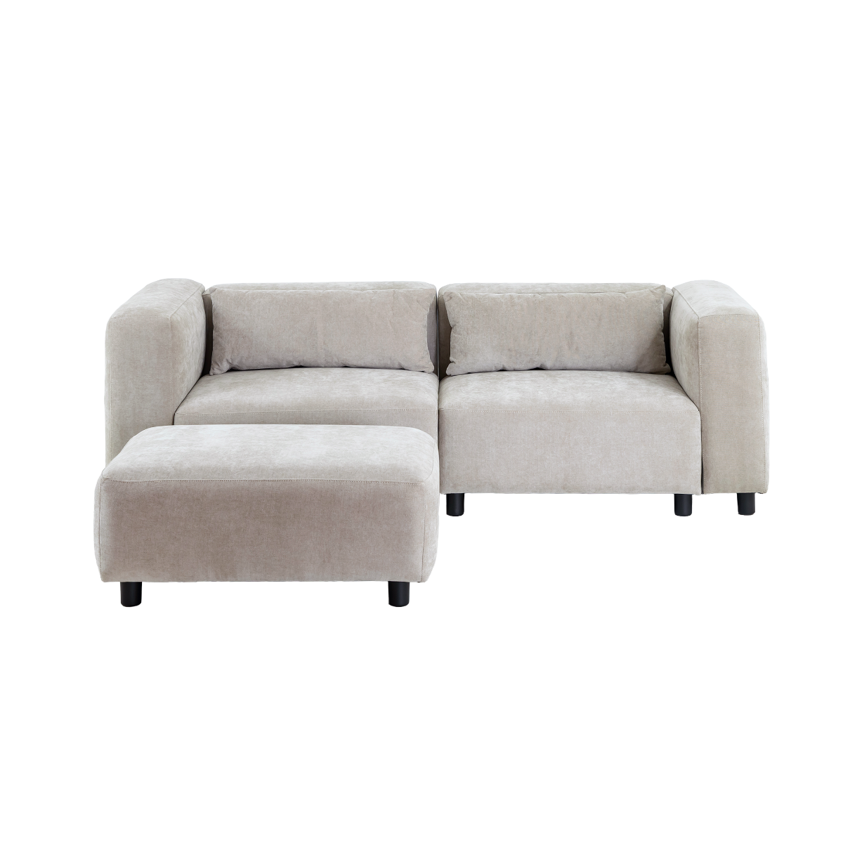 Canapé d'angle beige en tissu Caroline