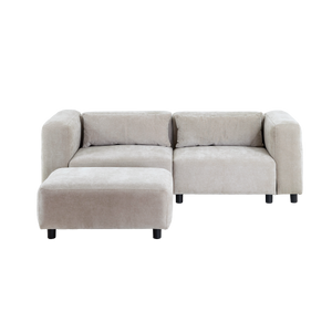 Canapé d'angle beige en tissu Caroline