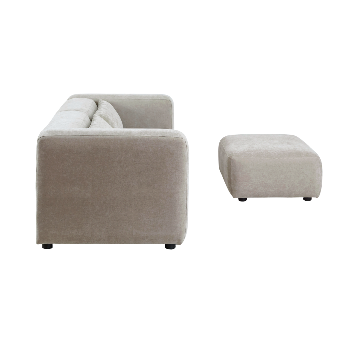 Canapé d'angle beige en tissu Caroline