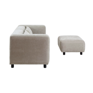 Canapé d'angle beige en tissu Caroline