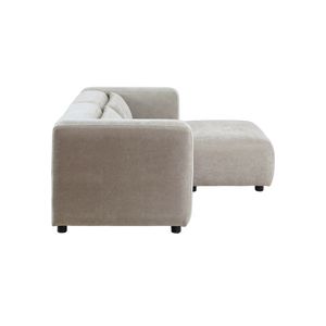 Canapé d'angle beige en tissu Caroline