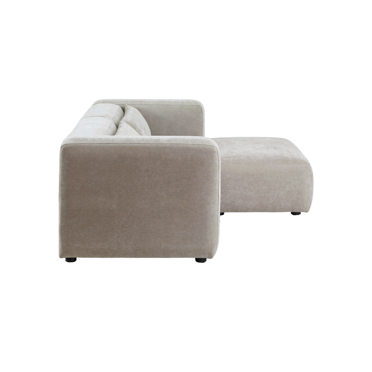 Canapé d'angle beige en tissu Caroline