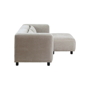 Canapé d'angle beige en tissu Caroline