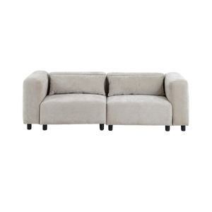 Canapé d'angle beige en tissu Caroline