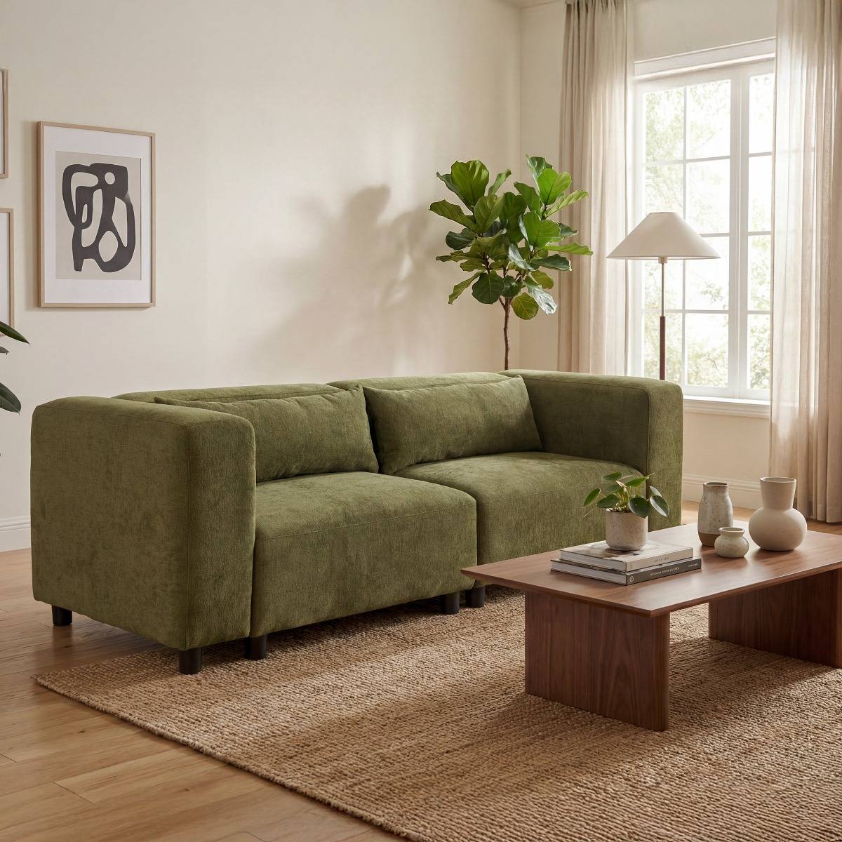 Canapé en tissu vert Solyne